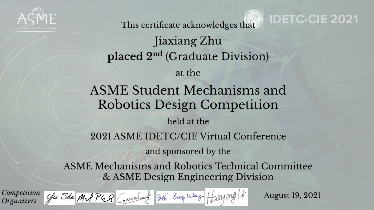 Student Mechanism & Robot Design Competition - ASME IDETC